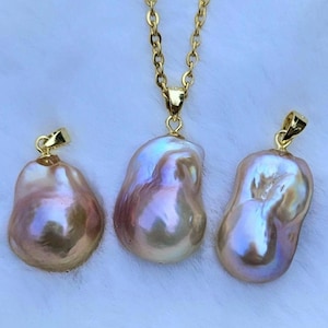 Baroque Pearl Pendant Necklace: Gold-Plated Sterling Silver, Purple Fireball Pearl