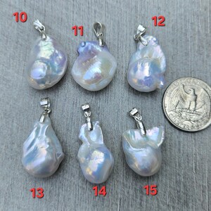 Large Baroque Pearl Sterling Silver Necklace: Fireball Pearl Pendant image 7
