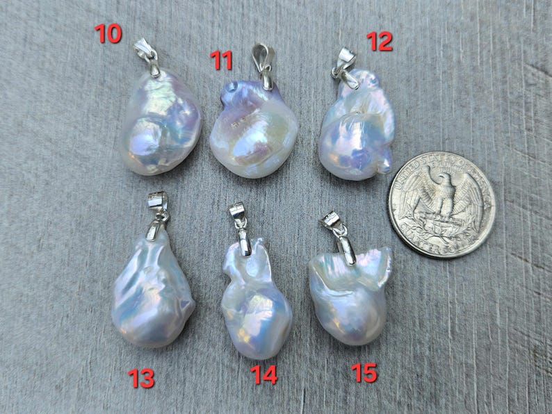 Large Baroque Pearl Sterling Silver Necklace: Fireball Pearl Pendant image 7