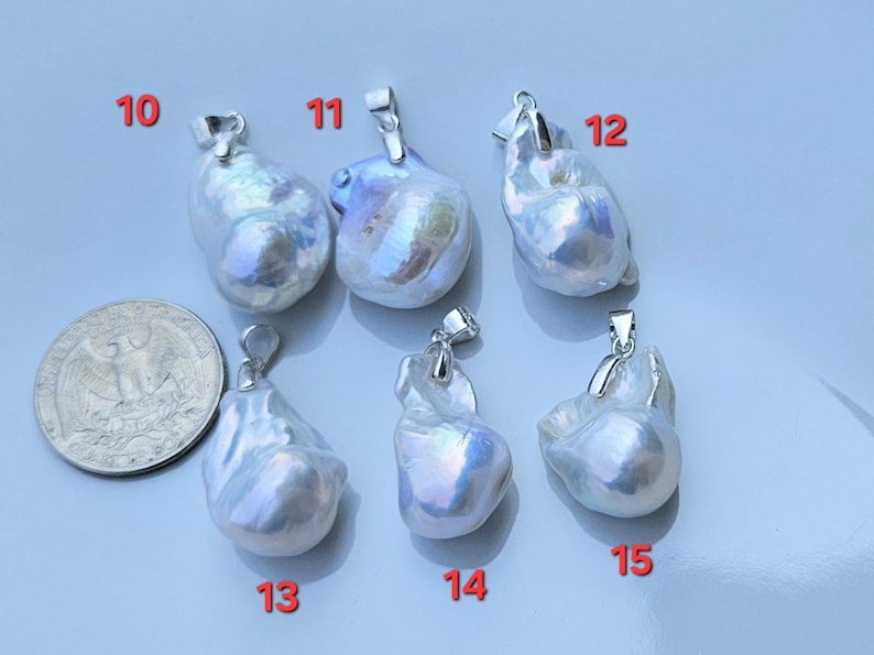 Large Baroque Pearl Sterling Silver Necklace: Fireball Pearl Pendant image 6