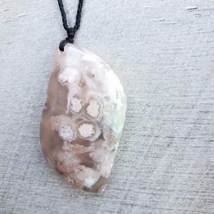 Natural Flower Agate necklace, adjustable Sakura Cherry Blossom Agate necklace, gemstone floral necklace, crystal necklace, gift for her
