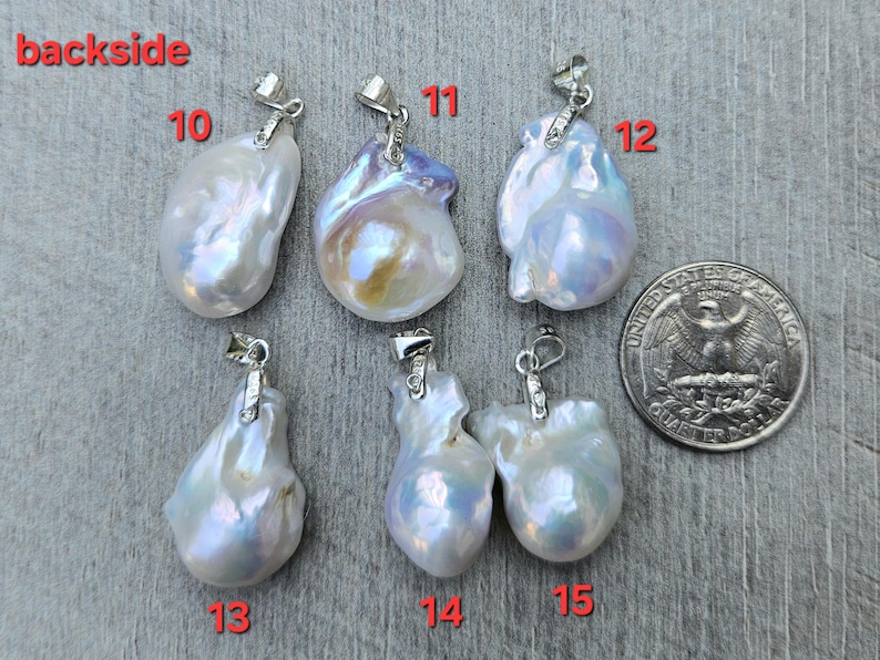 Large Baroque Pearl Sterling Silver Necklace: Fireball Pearl Pendant image 8