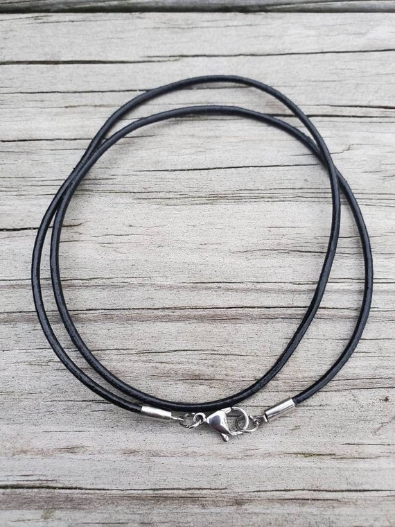 Genuine Black Leather Necklace Cord, 2mm Black Cord Chain Necklace, Choker  Cord, Black Leather Necklace With Stainless Steel 