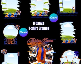 6 Graduate 2026 Editable Canva Template, Senior Class of 2026 Add Photo Personalized, Graduation T Shirt Bundle, 2026 Graduation