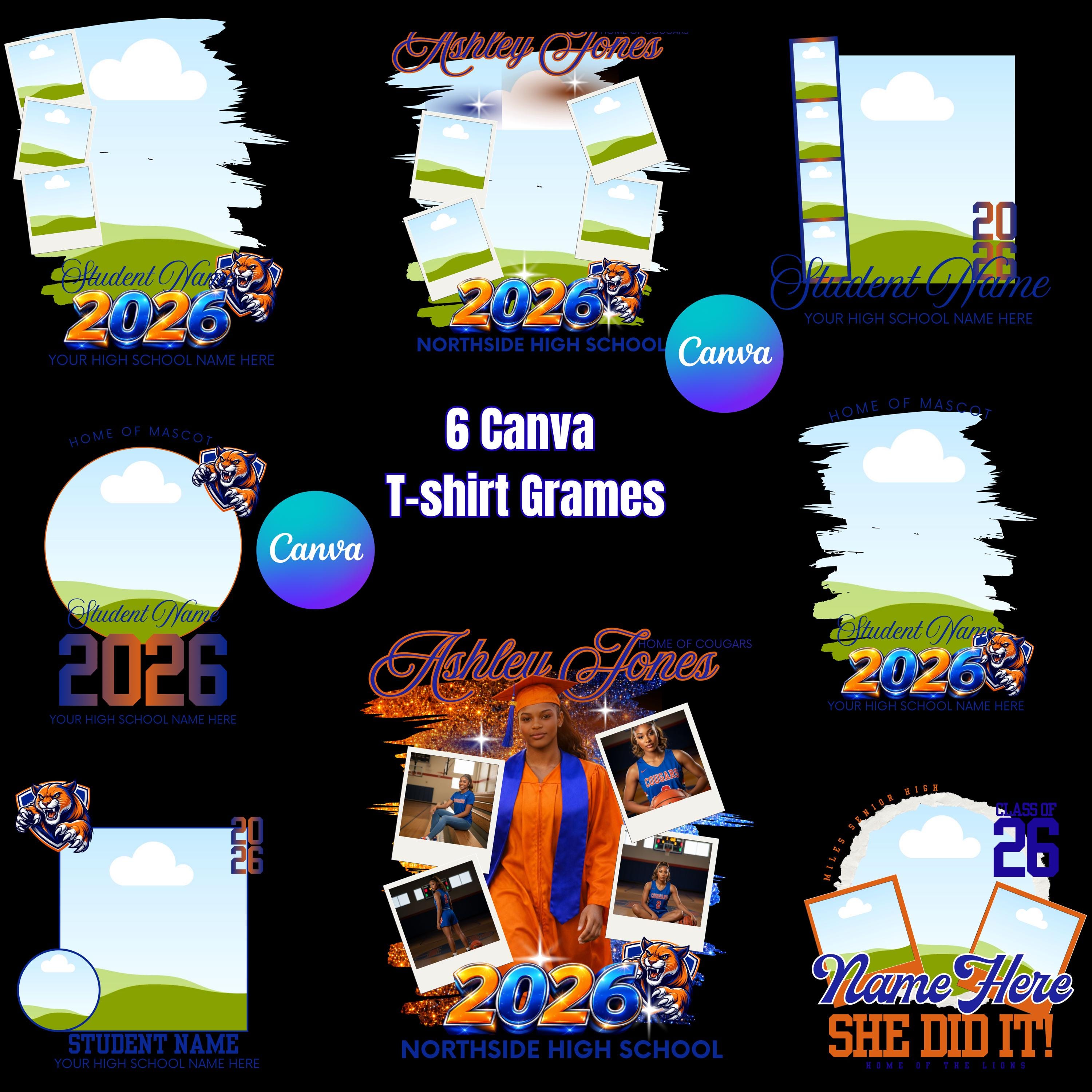 6 Graduate 2026 Editable Canva Template, Senior Class of 2026 Add Photo ...