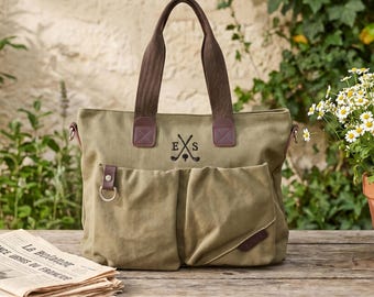 Custom Mens Canvas Tote Bag, Personalized Tote, Work & Travel Tote Bag, Monogrammed Tote, Gift for Boyfriend, Husband Gift, Reusable Tote