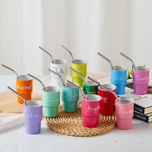 Mini vaso personalizado, regalo para dama de honor, vaso de chupito, vaso personalizado para fiesta, regalo de boda, despedida de soltera, regalo para grupo de chicas
