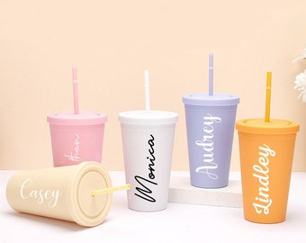 Personalized Skinny Tumbler Bridesmaid Tumbler with Lid and Straw Bachelorette Party Acrylic Tumbler, Customized bridal cup Beach cup