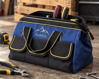 Personalized Work Tool Bag, Embroidered Tool Organizer for Men, Carpenter Gift, Mechanic Gift for Dad or Husband FF10