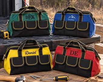 Custom Tool Bag with Name, Personalized Embroidered Tool Organizer, Gift for Men, Handyman Carpenter Electrician Gift  FF10