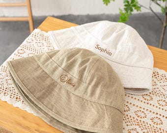 Linen Bucket Hats For Men And Women, Irish Linen Bucket hat, Vintage Linen hat, Women's Hat, Linen Hat for Mom, Christmas gift