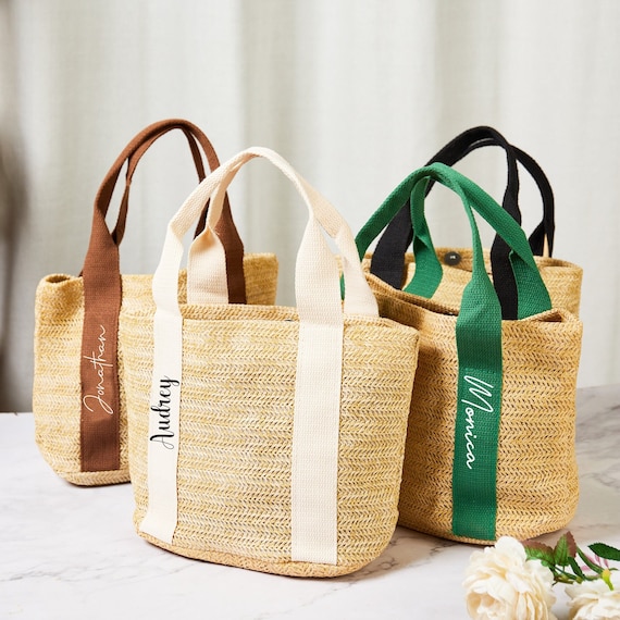 Jute Tote Monogrammed Straw Tote Personalised Coloured Base Jute