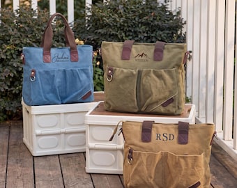 Personalisierte Herren Arbeit Tragetasche, Benutzerdefinierte Canvas Tote, Monogramm Büro Tote, Laptop Tragetasche, professionelle Tasche für Männer, Geschenk für Kollegen