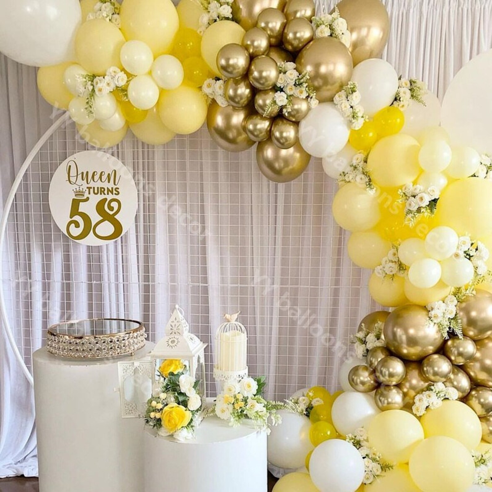 Matte Yellow Balloon Garland Kit White Metal Gold Latex Globos Etsy