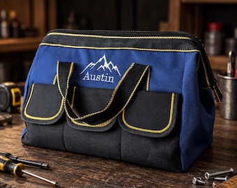 Personalized Tool Bag for Men, Custom Embroidered Name Tool Organizer, Gift for Dad, Husband, Handyman, Carpenter, Groomsmen Gift