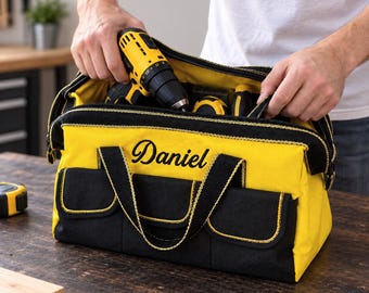 Personalized Tool Bag, Custom Embroidered Work Bag for Men, Carpenter Mechanic Gift, Father’s Day Gift for Dad or Husband