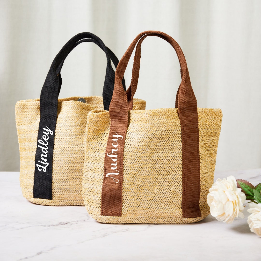 Personalized Bridesmaid Tote Bag Custom Straw Bag Bride Bag Gifts for ...