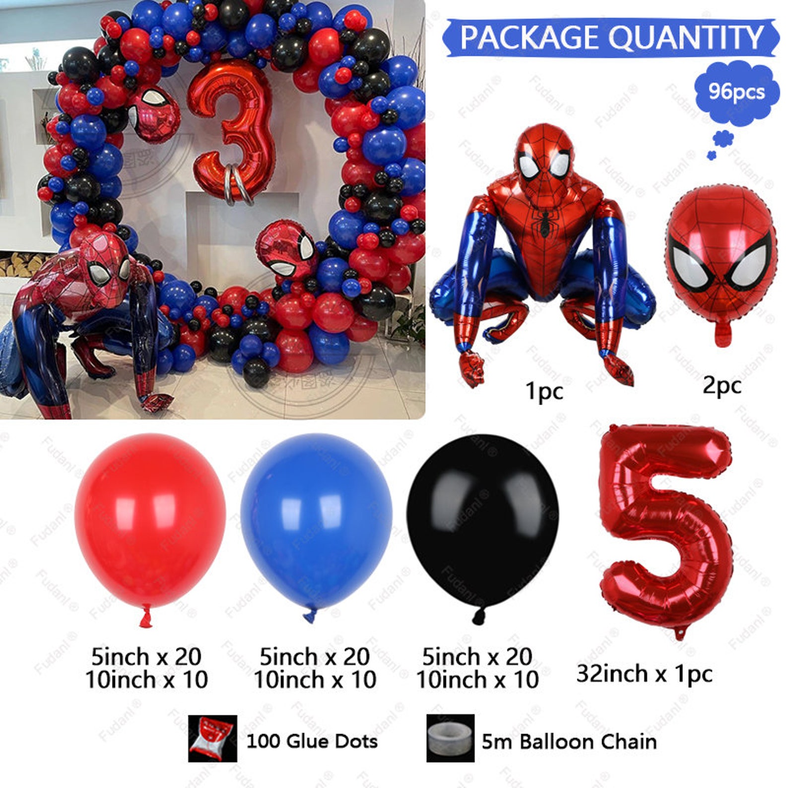 96pcs Party Balloons Garland Arch Kit for Kids Birthday Party Etsy