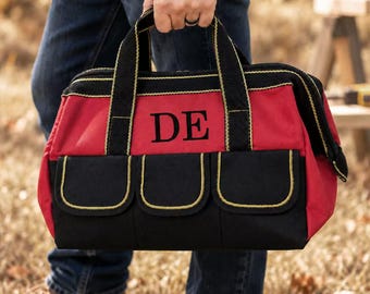 Embroidered Tool Bag for Men, Personalized Work Tool Organizer, Carpenter Mechanic Handyman Gift for Dad FF10