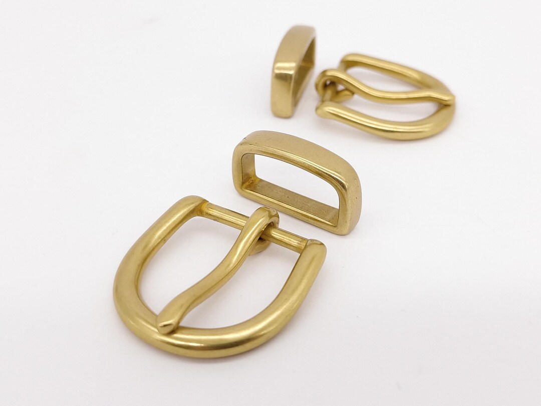 Open Loop Buckle 1'' Solid Brass Belt Buckle and Loop – 25mm Wide Gold Belt Hardware ...