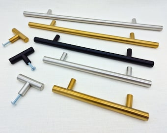 Moderne Küchengriffe Schubladengriffe Gold Messing Pull für Schubladen und Schränke schwarze Griffe Pulls gebürstet silber Edelstahl