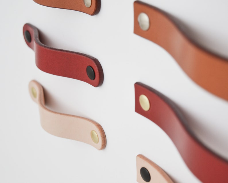 Leather drawer pulls Leather drawer handles Kitchen Etsy