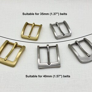 May include: Four metal belt buckles, two gold and two silver. The top two buckles are suitable for 1.37 inch belts and the bottom two are suitable for 1.57 inch belts.