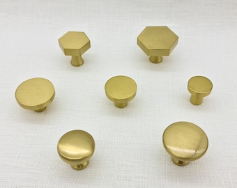 Solid Brass Cabinet Knobs | Solid Brass Drawer Pulls | Door Knobs | Hexagon Handles | Gold pulls | Brass cabinet hardware | Brass Hexagon