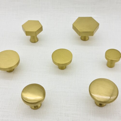 Solid Brass Cabinet Knobs | Solid Brass Drawer Pulls | Door Knobs | Hexagon Handles | Gold pulls | Brass cabinet hardware | Brass Hexagon