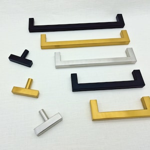 Modern Kitchen Cabinet Handles Stainless Steel Pulls Metal Knobs Furniture Hardware Bathroom Drawer Handles Dresser Square Handles