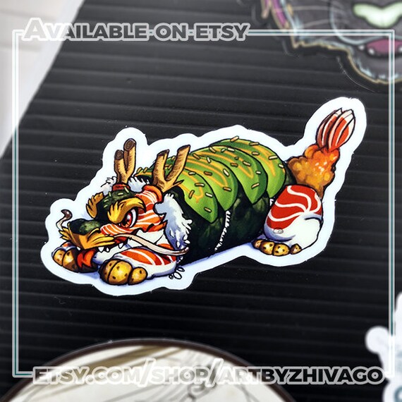 Mini Dragon Roll Sushi Sticker Vinyl Per Laptop Outdoor Nonfade Water Bottle