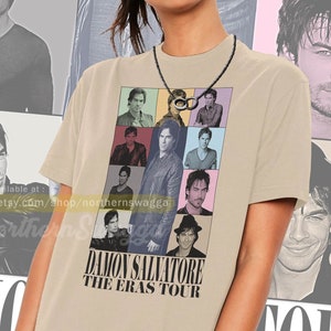 Damon salvatore tour shirt cool fan art t-shirt 90s poster 658 tee