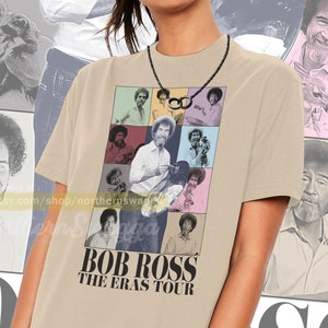 Bob ross tour shirt cool fan art t-shirt 90s poster 513 tee