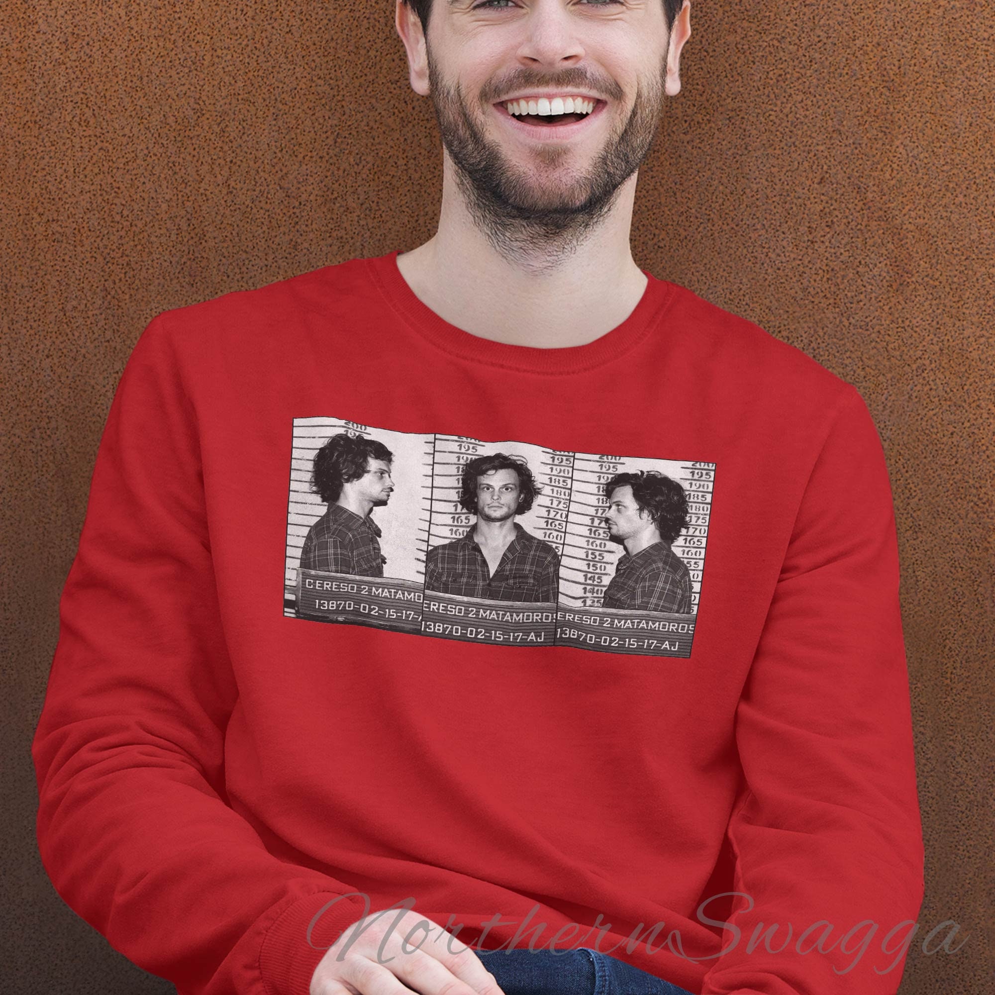 Spencer reid sweatshirt black white mug shot sweater cool fan Etsy