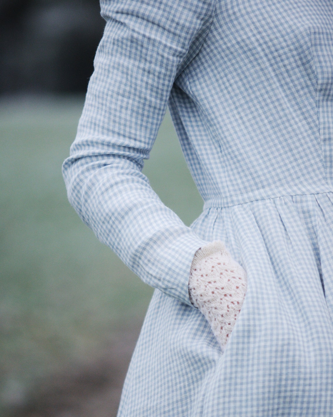 Light Blue Checkered Linen Dress | Etsy
