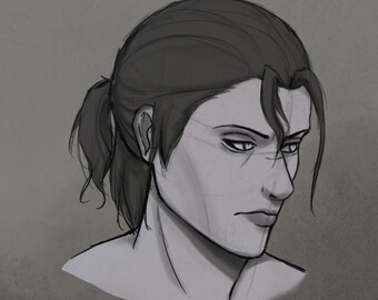 Custom portrait commission digital sketch in anime style