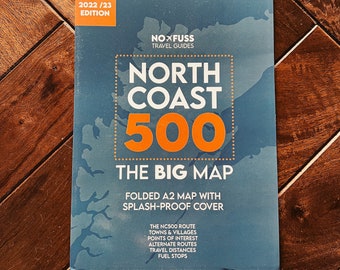 Carte NC500 - North Coast 500 Grande carte - A2 pliable en A5 - Agenda idéal avec couverture résistante aux éclaboussures