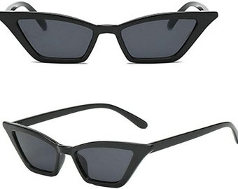 Vintage Retro Cat Eye Sunglasses for Women - Triangle Skinny Shaped Glasses Festival Rave Summer Ibiza