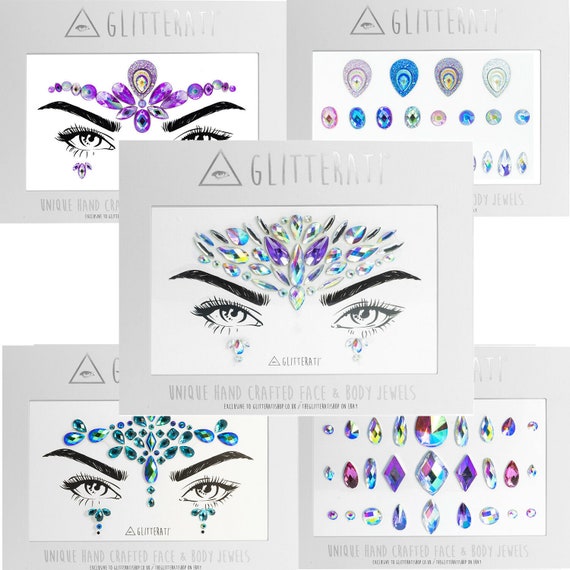 532 PCS Eye Gems Face Jewels Body Stickers Rhinestones for Makeup Stick on  Crystal Rainbow Gem Self Adhesive Heart Star Diamonds Festival Accessory
