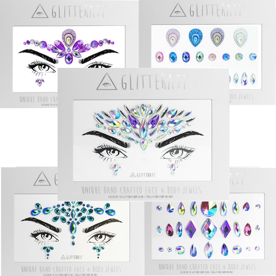 Face Body Gems Jewels Stickers,Body Jewels Stickers Stick on 10 Sets with 6  Boxes Chunky Glitter for Women Makeup Festival