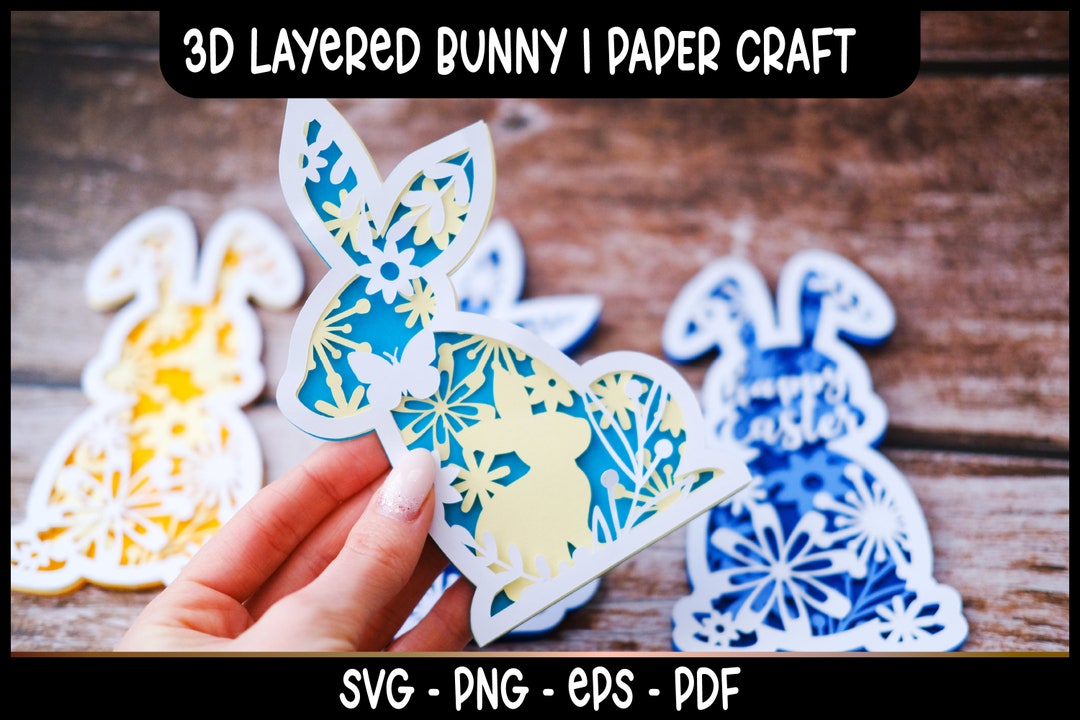 3D Easter Bunny SVG I Layered SVG Design, Easter Gift Tag SVG, Easter ...
