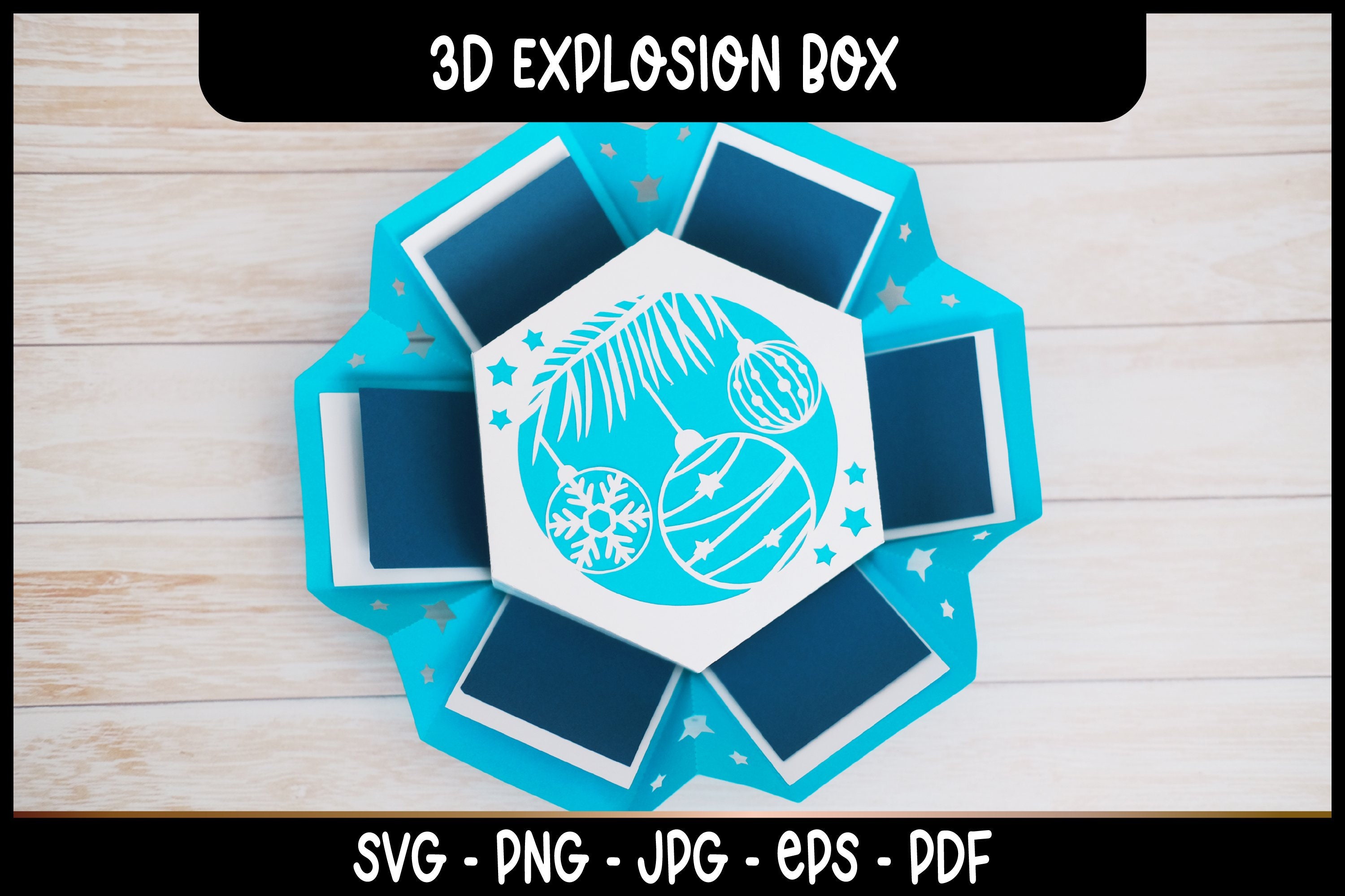 Explosion Box Template SVG I Christmas Explosion Box SVG, Christmas