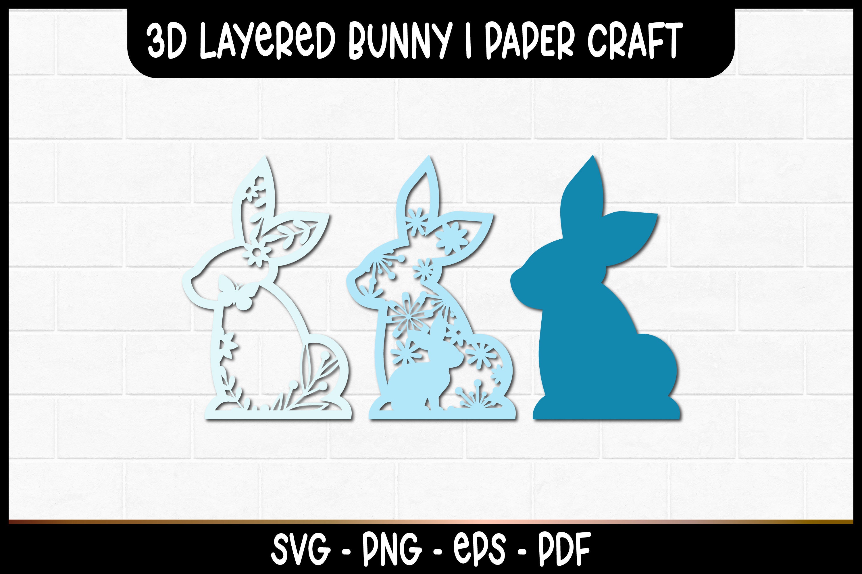 3D Easter Bunny SVG I Layered SVG Design, Easter Gift Tag SVG, Easter ...