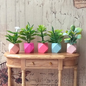 Miniature Plants Wooden Pot Dollhouse Decoration, scale 1:6