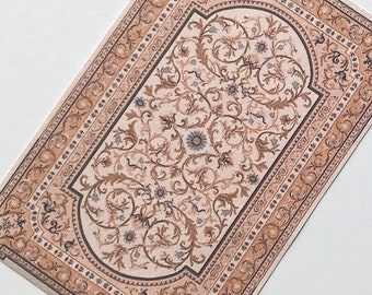 Tapis miniature beige, design classique, échelles 1/12, 1/6