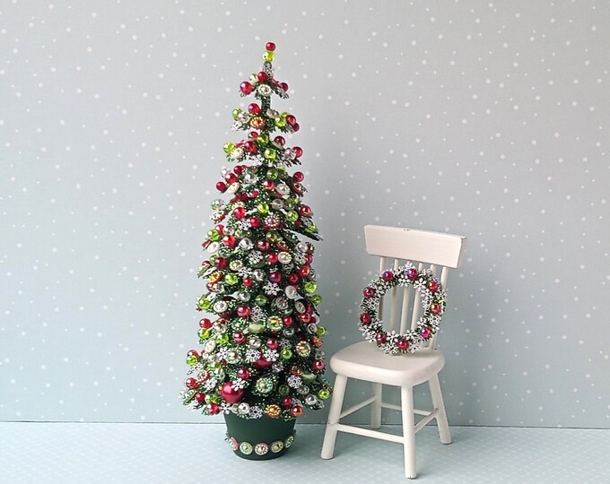 Miniature Christmas Tree Dollhouse Christmas Green Red Decor Etsy