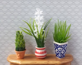 Miniature Plant Dollhouse Decoration Modern Miniature Potted Plants, Scale 1/6, 1/12