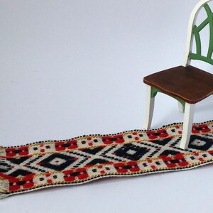 Dollhouse Rustic Rug Curpet Red Blue Yellow Color, Scale 1:12