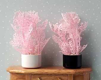 Miniature Pink Plant Mini Coral Pot Dollhouse Miniature Garden, 1/6, 1/12