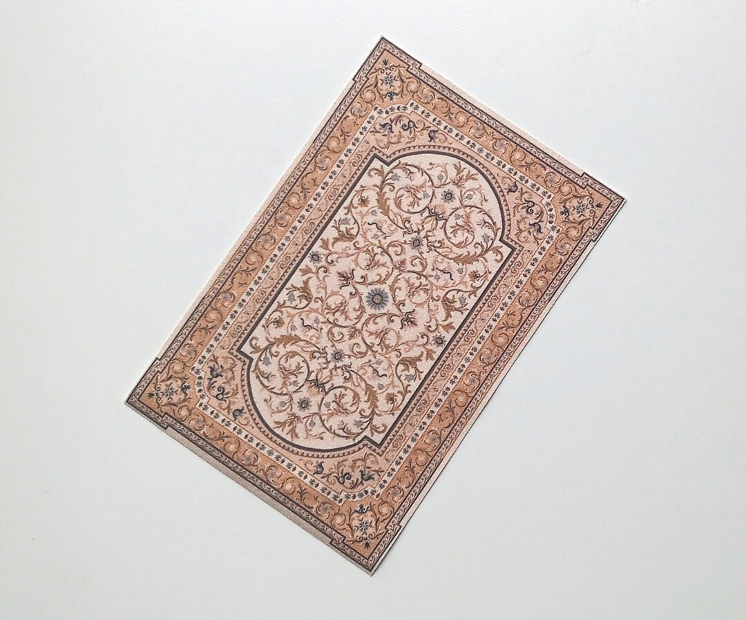 Miniature Rug Print Miniature Rug Carpet Beige Color Classic Design, Scale 1/12, 1/6 - Etsy